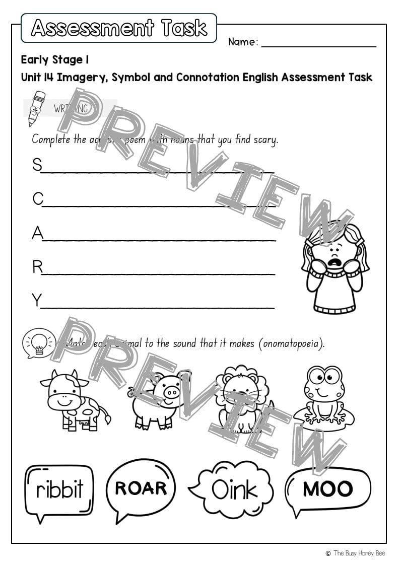 Early Stage 1 English Assessment Unit 14 Imagery, symbol and connotation - Assessment