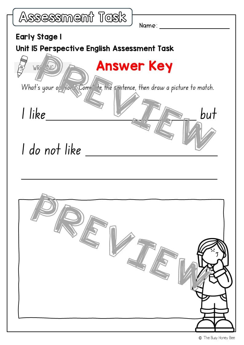 Early Stage 1 English Assessment Unit 15 Perspective - Assessment