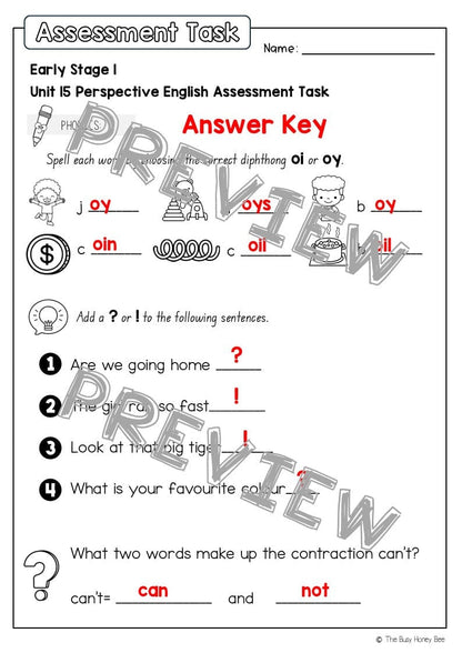 Early Stage 1 English Assessment Unit 15 Perspective - Assessment