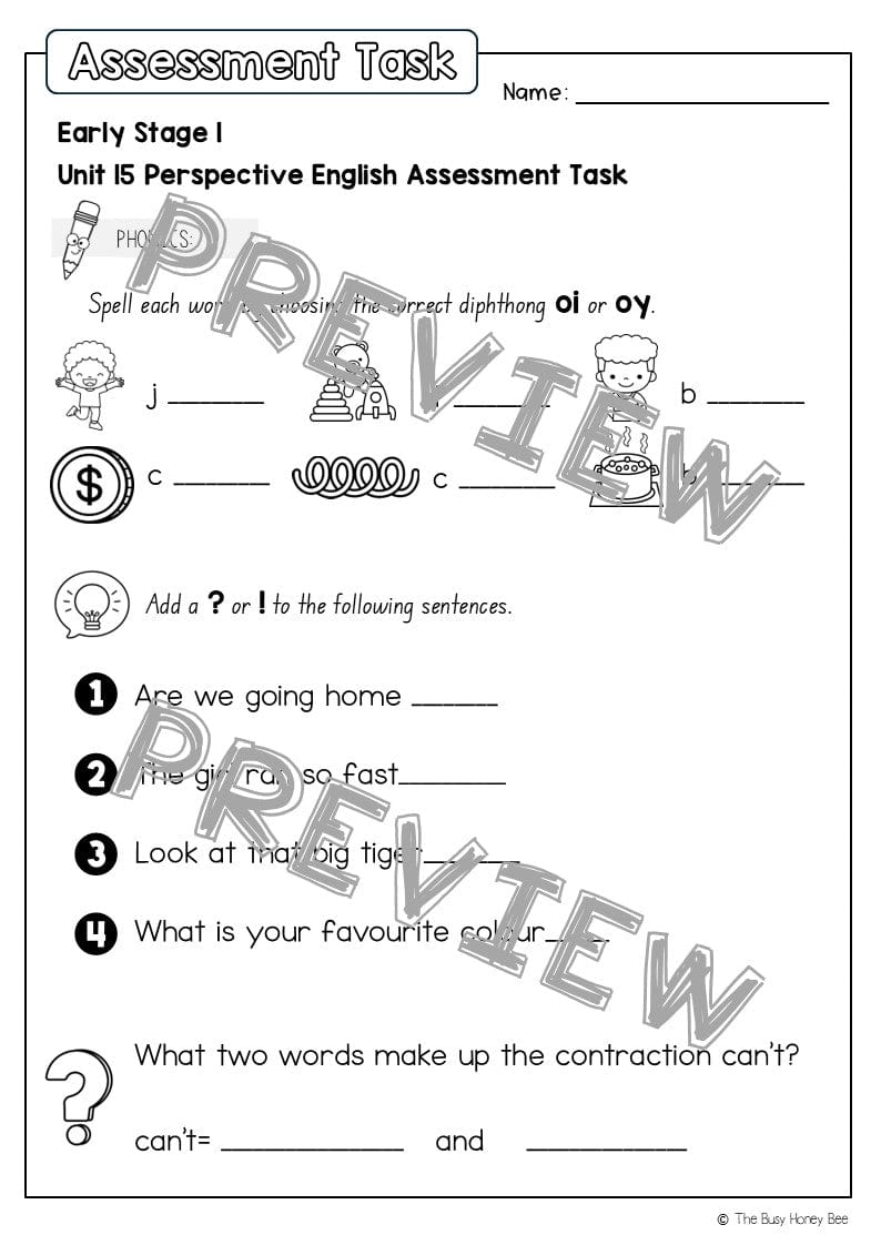 Early Stage 1 English Assessment Unit 15 Perspective - Assessment
