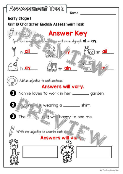 Early Stage 1 English Assessment Unit 18 Character - Assessment