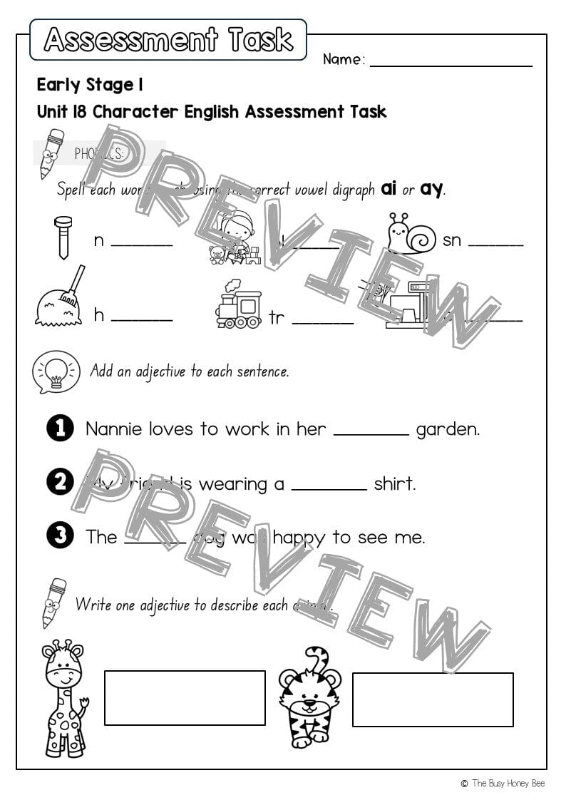 Early Stage 1 English Assessment Unit 18 Character - Assessment