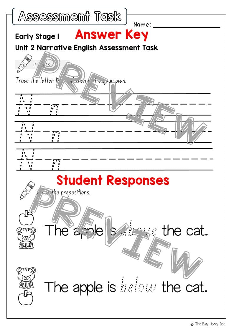 Early Stage 1 English Assessment Unit 2 Narrative - Assessment