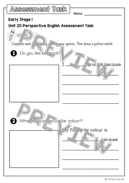 Early Stage 1 English Assessment Unit 20 Perspective - Assessment