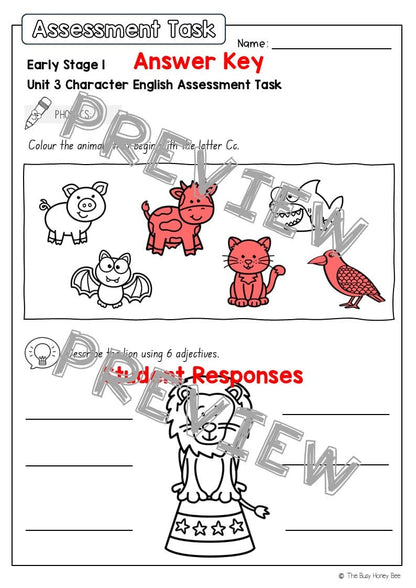 Early Stage 1 English Assessment Unit 3 Character - Assessment