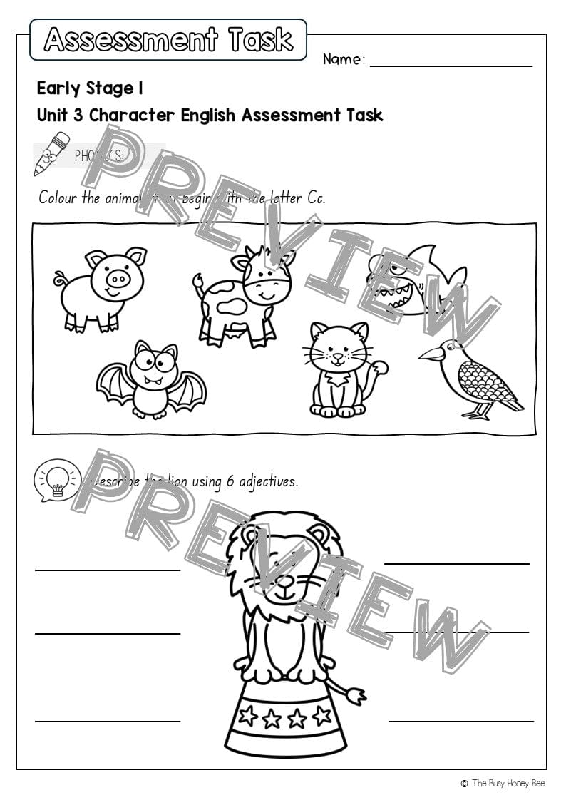 Early Stage 1 English Assessment Unit 3 Character - Assessment