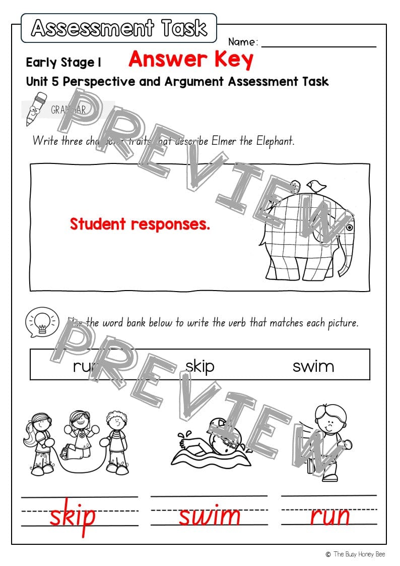 Early Stage 1 English Assessment Unit 5 Perspective and argument - Assessment