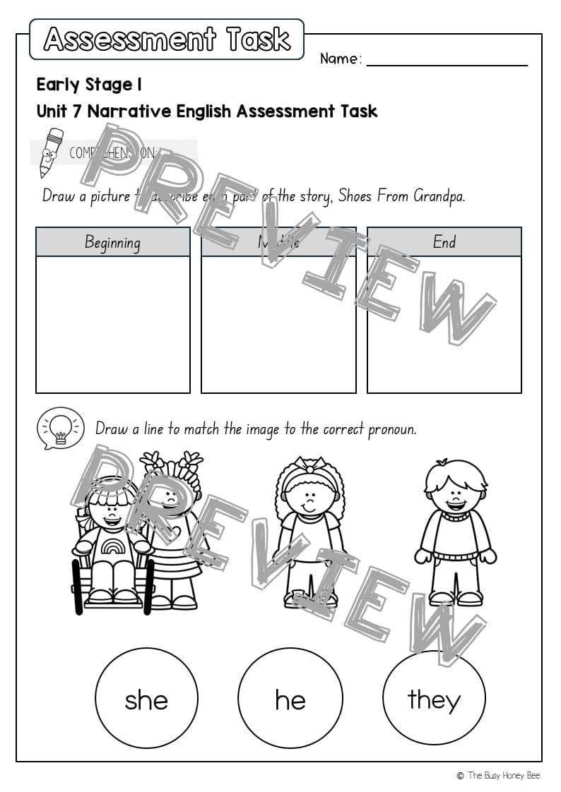 Early Stage 1 English Assessment Unit 7 Narrative - Assessment