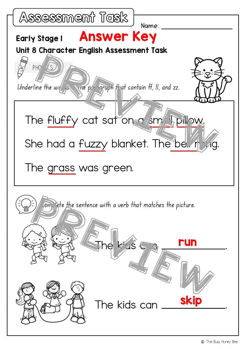 Early Stage 1 English Assessment Unit 8 Character - Assessment