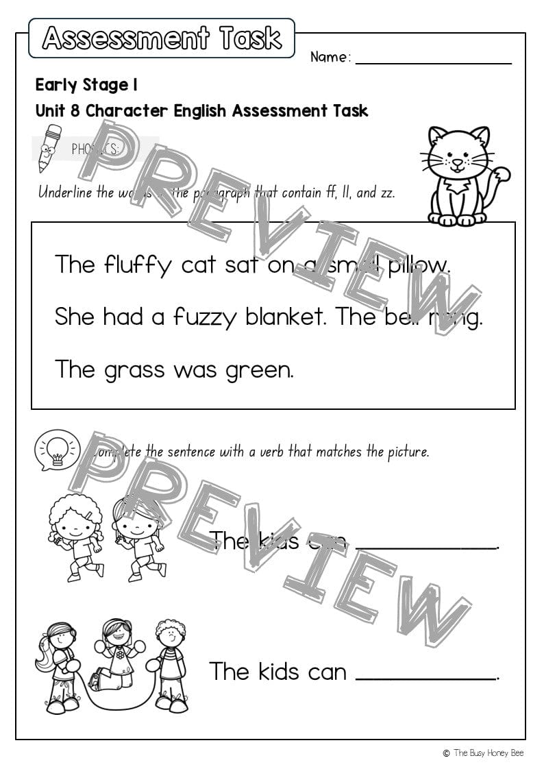 Early Stage 1 English Assessment Unit 8 Character - Assessment