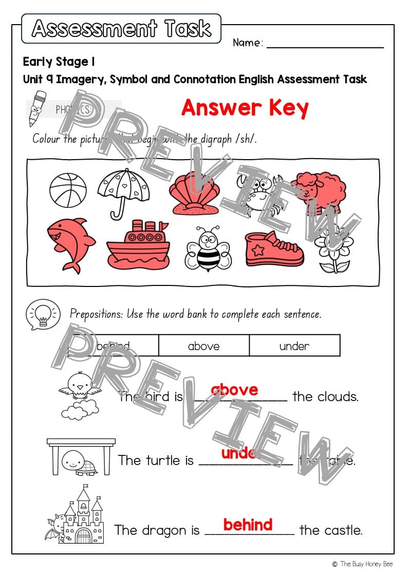 Early Stage 1 English Assessment Unit 9 Imagery, symbol and connotation - Assessment