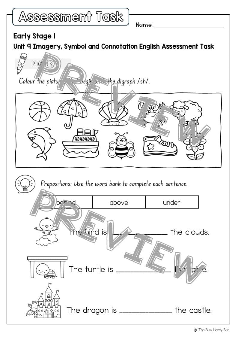 Early Stage 1 English Assessment Unit 9 Imagery, symbol and connotation - Assessment