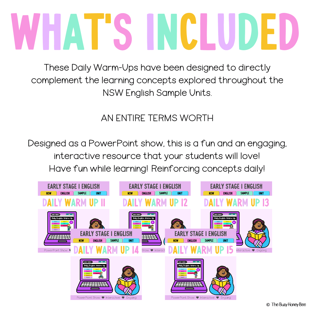 Early Stage 1 English Daily Warm Up Term 3 Mega Bundle - Warm Ups | Revision