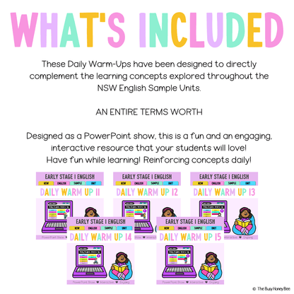Early Stage 1 English Daily Warm Up Term 3 Mega Bundle - Warm Ups | Revision