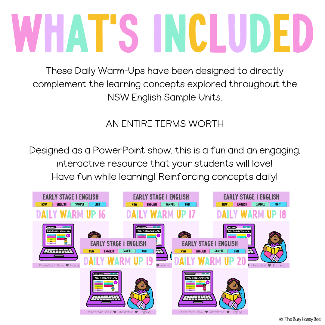 Early Stage 1 English Daily Warm Up Term 4 Mega Bundle - Warm Ups | Revision