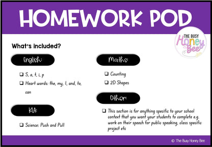 Early Stage 1 Homework/Learning Pod 1 - Homework | Casual Teaching