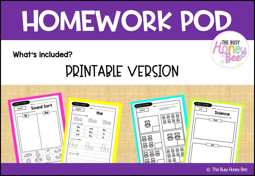 Early Stage 1 Homework/Learning Pod 1 - Homework | Casual Teaching