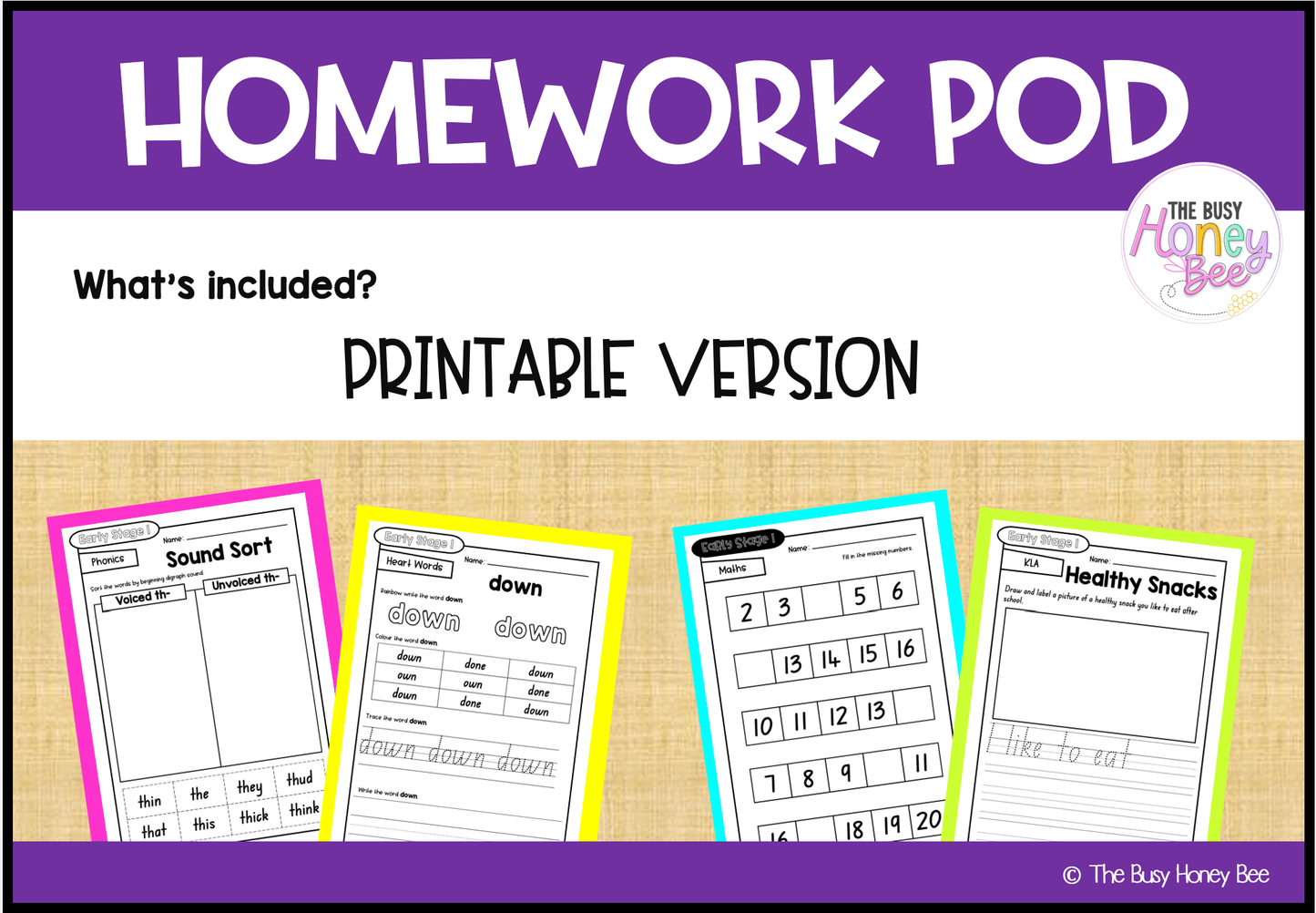 Early Stage 1 Homework/Learning Pod 10 - Homework | Casual Teaching