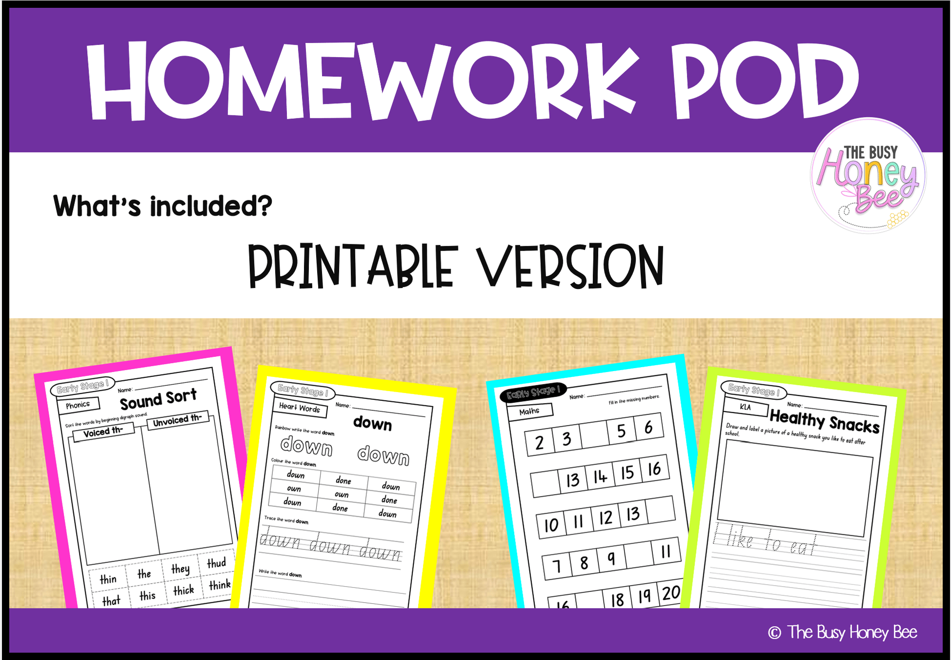 Early Stage 1 Homework/Learning Pod 10 - Homework | Casual Teaching