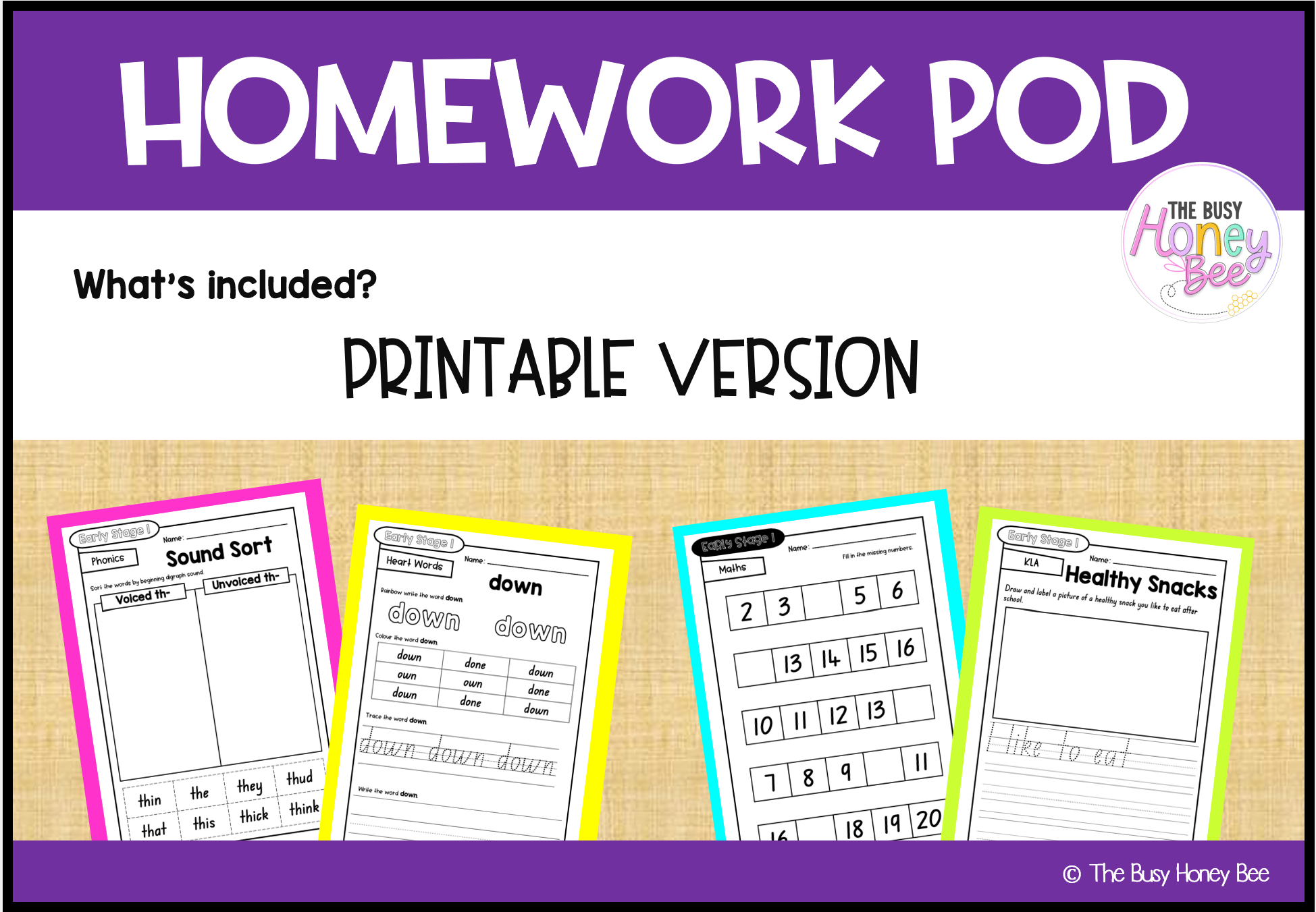 Early Stage 1 Homework/Learning Pod 10 - Homework | Casual Teaching