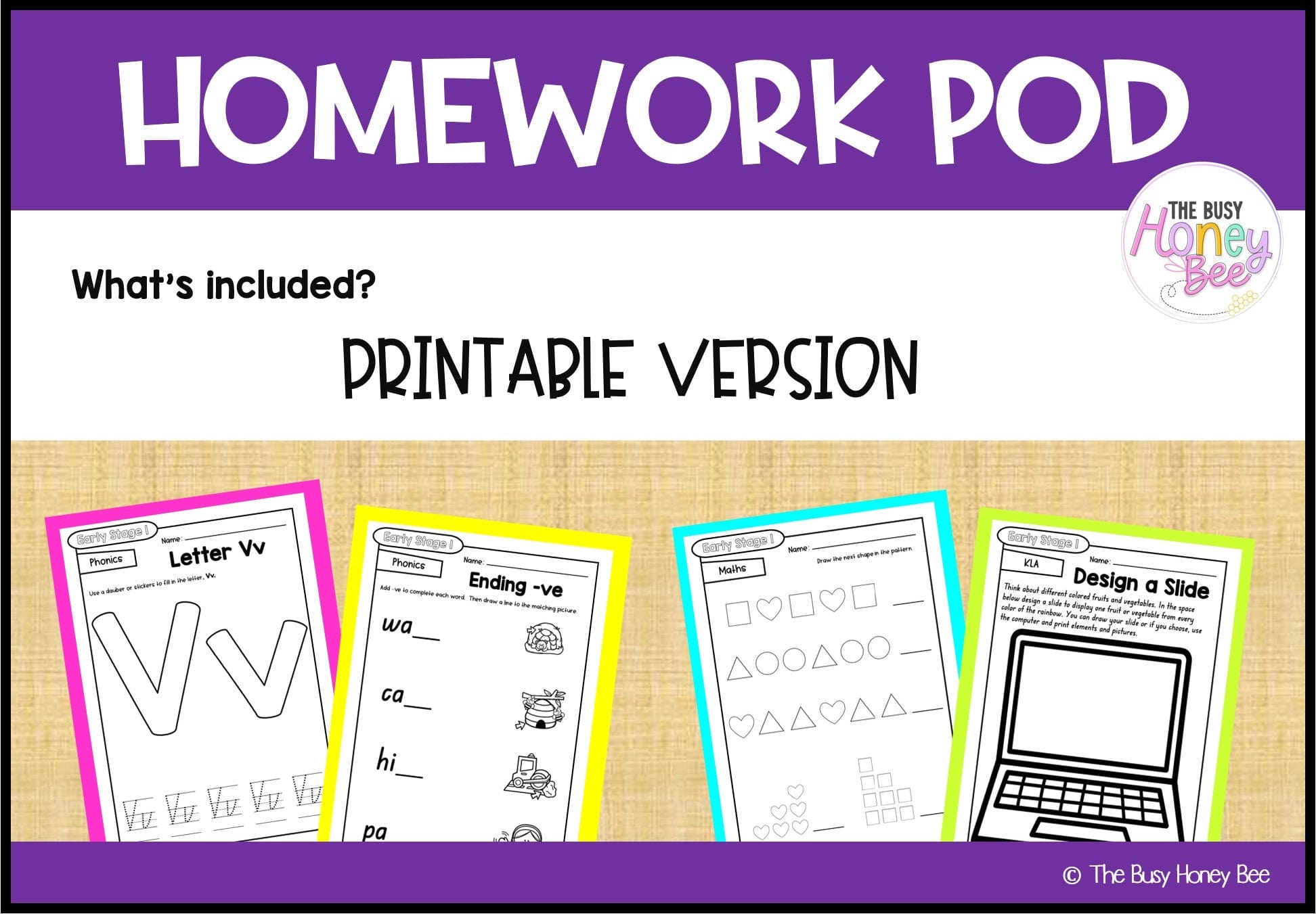 Early Stage 1 Homework/Learning Pod 12 - Homework | Casual Teaching