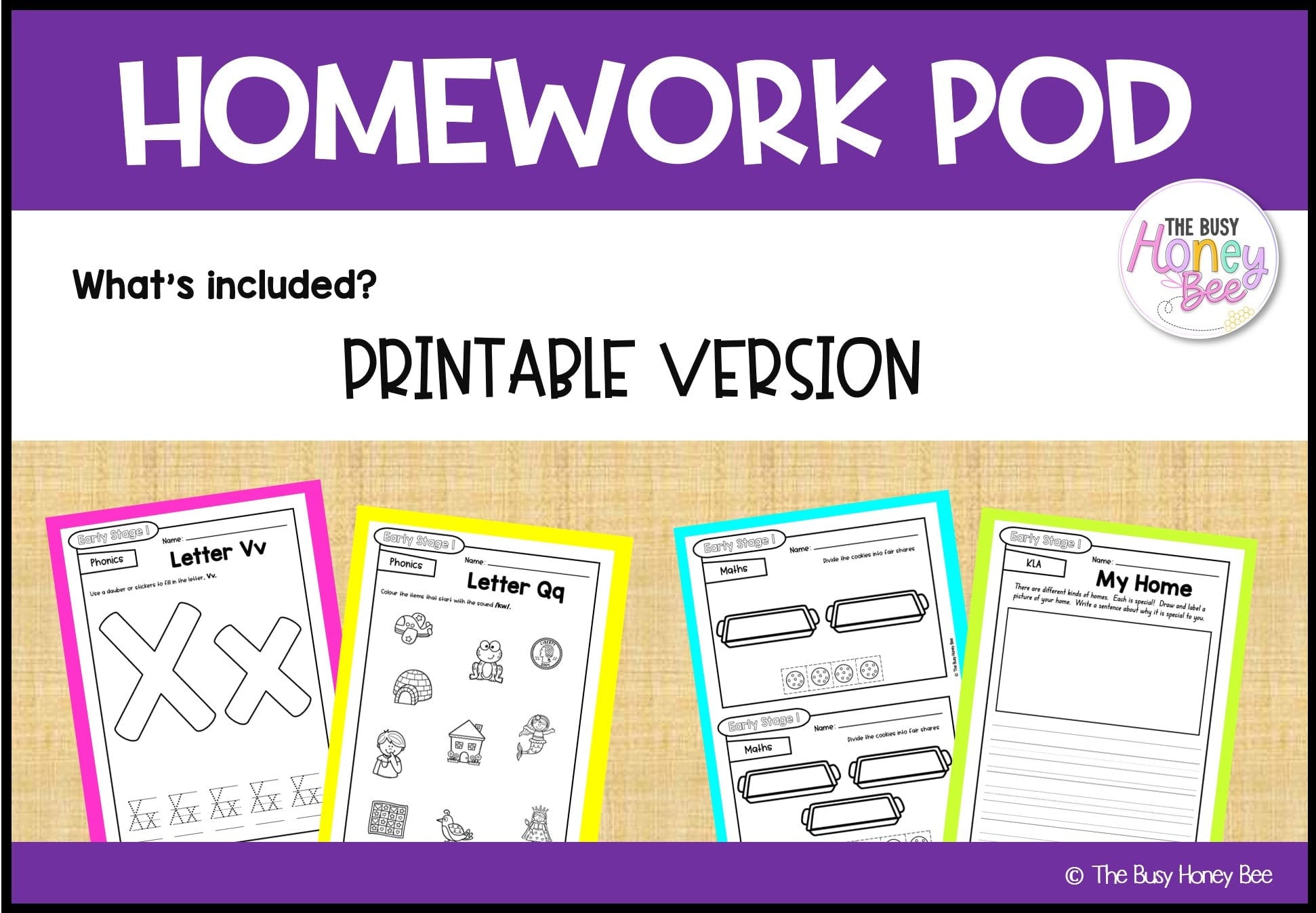Early Stage 1 Homework/Learning Pod 13 - Homework | Casual Teaching