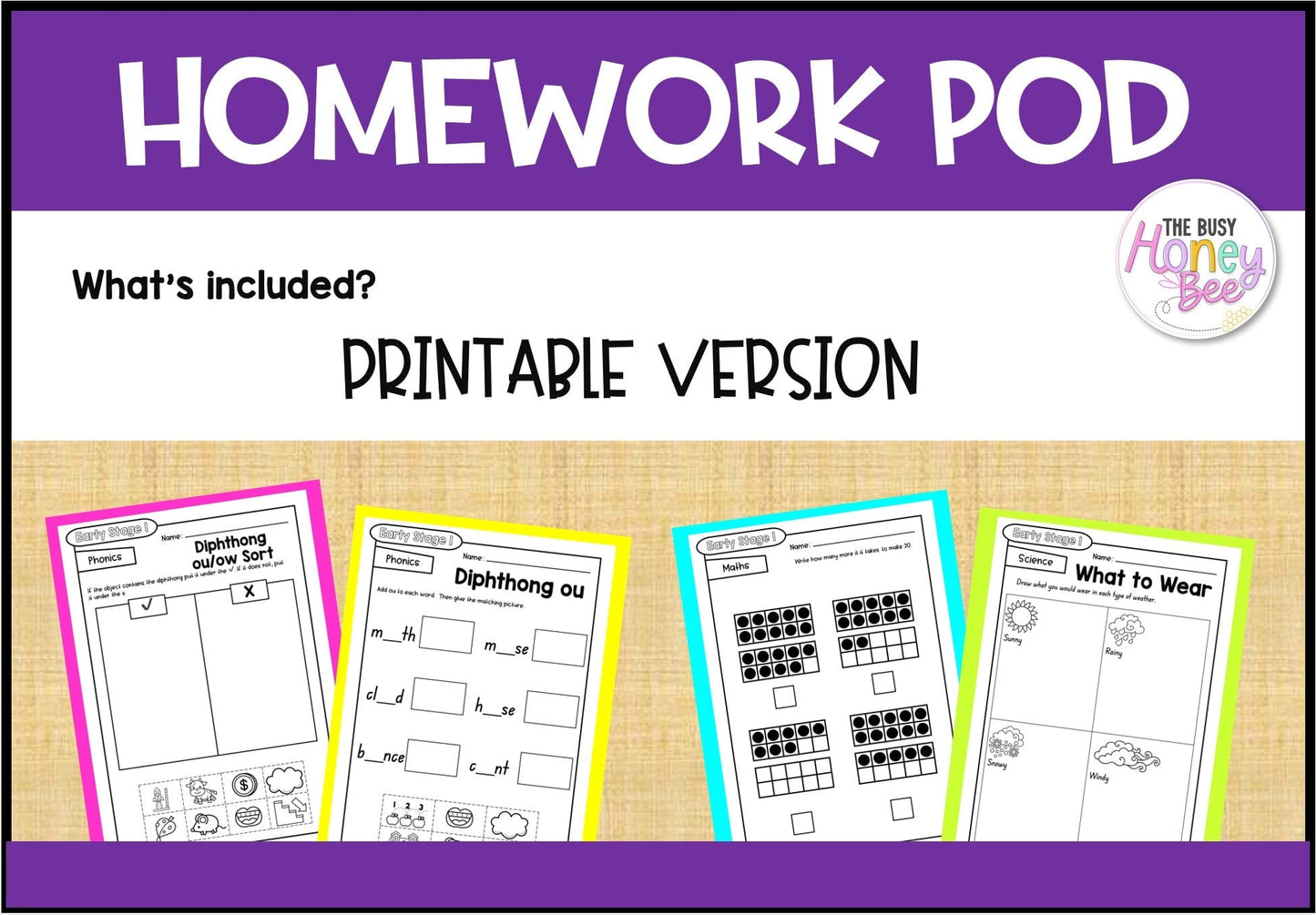 Early Stage 1 Homework/Learning Pod 16 - Homework | Casual Teaching