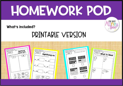 Early Stage 1 Homework/Learning Pod 16 - Homework | Casual Teaching