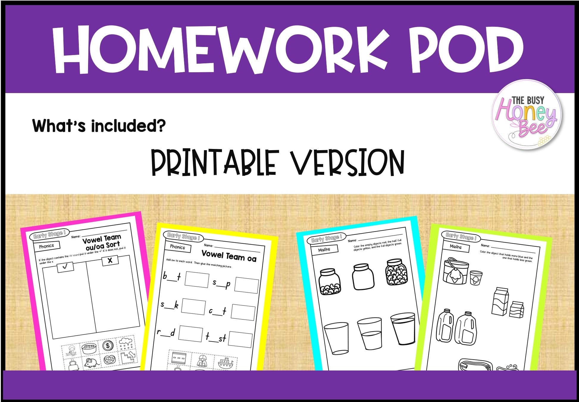 Early Stage 1 Homework/Learning Pod 17 - Homework | Casual Teaching