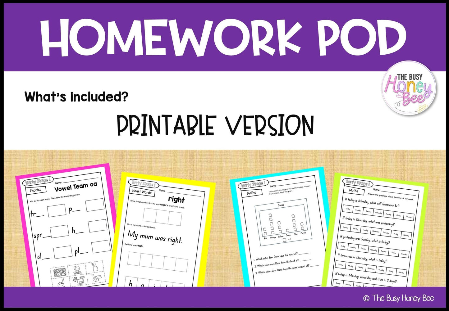 Early Stage 1 Homework/Learning Pod 18 - Homework | Casual Teaching