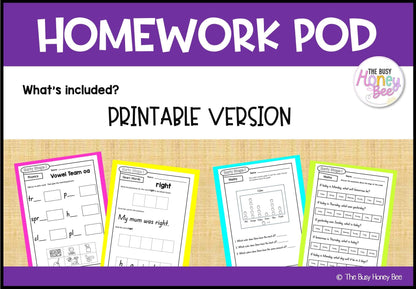 Early Stage 1 Homework/Learning Pod 18 - Homework | Casual Teaching