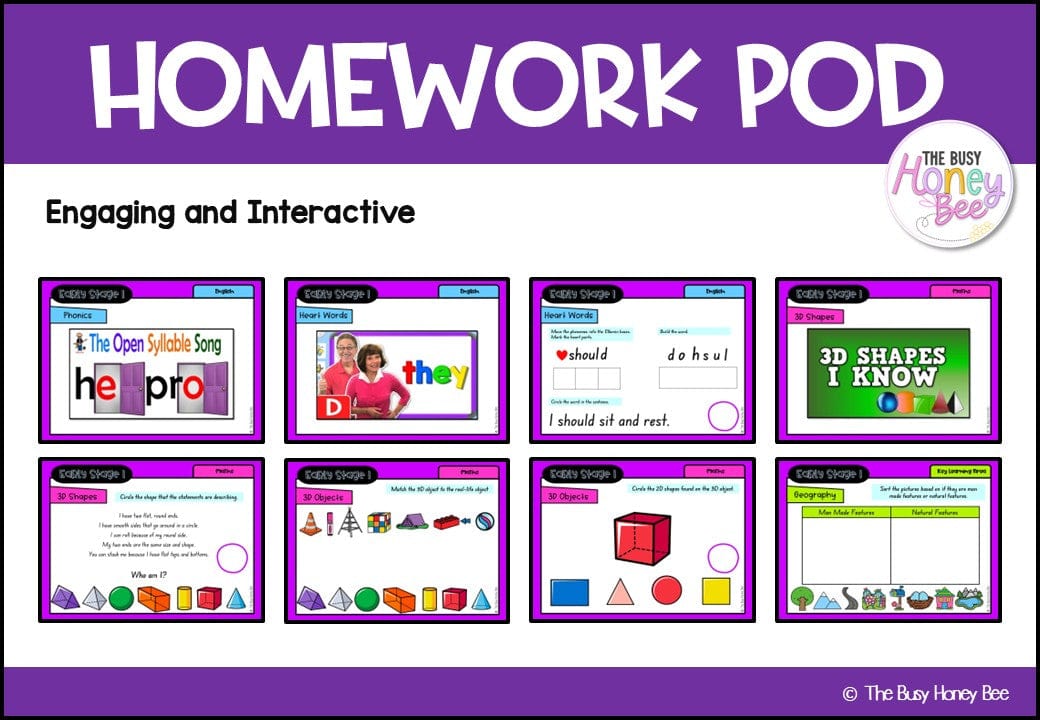 Early Stage 1 Homework/Learning Pod 19 - Homework | Casual Teaching