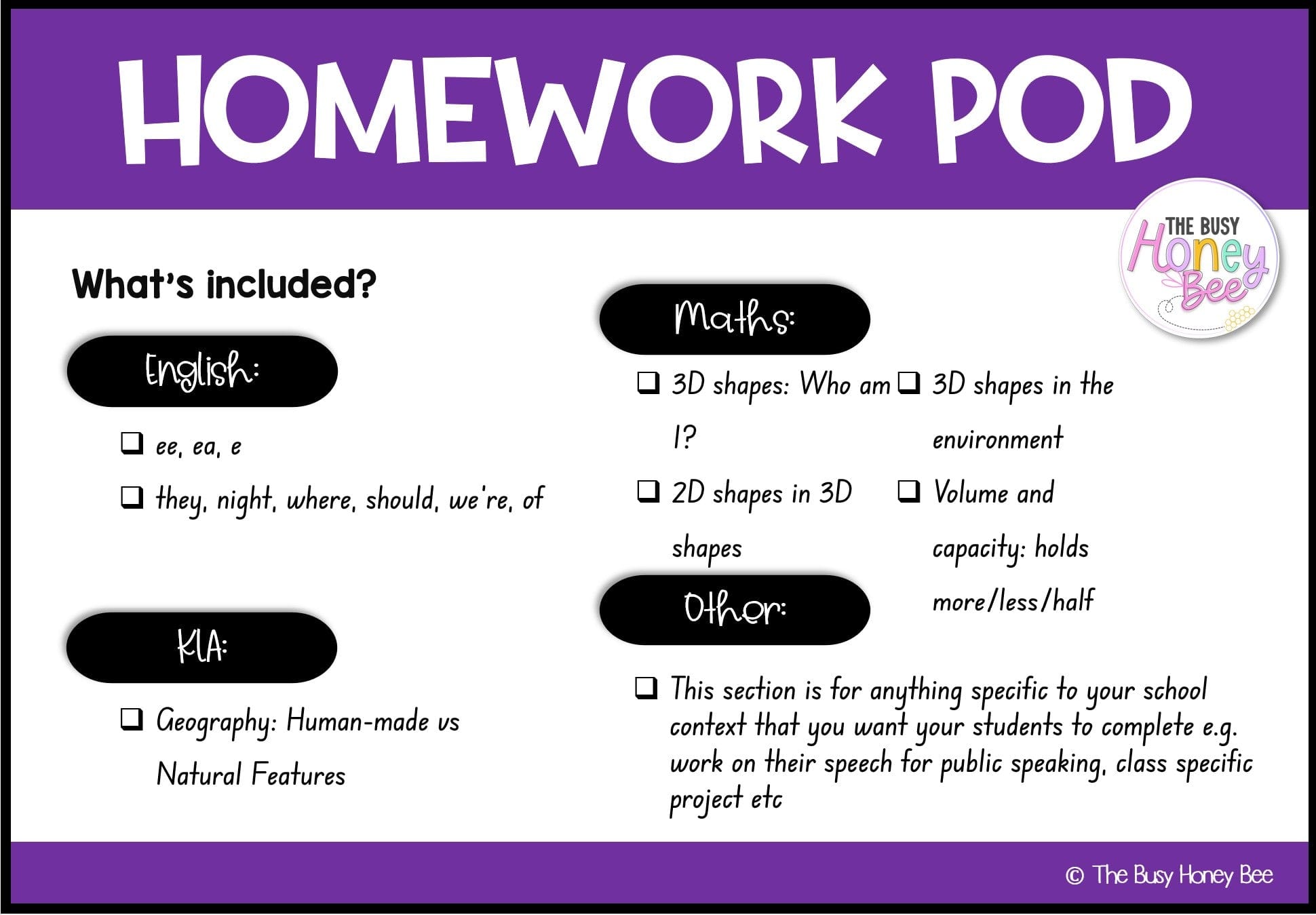 Early Stage 1 Homework/Learning Pod 19 - Homework | Casual Teaching