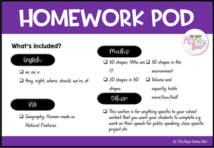 Early Stage 1 Homework/Learning Pod 19 - Homework | Casual Teaching