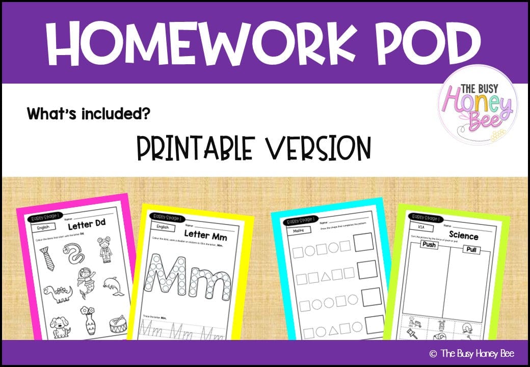 Early Stage 1 Homework/Learning Pod 2 - Homework | Casual Teaching