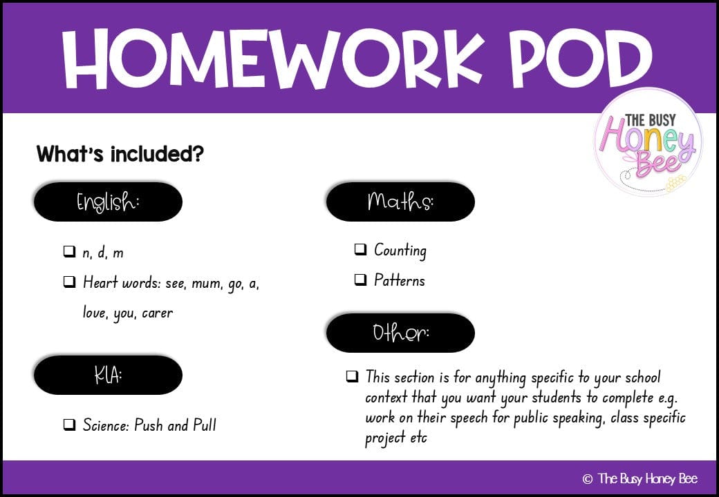 Early Stage 1 Homework/Learning Pod 2 - Homework | Casual Teaching
