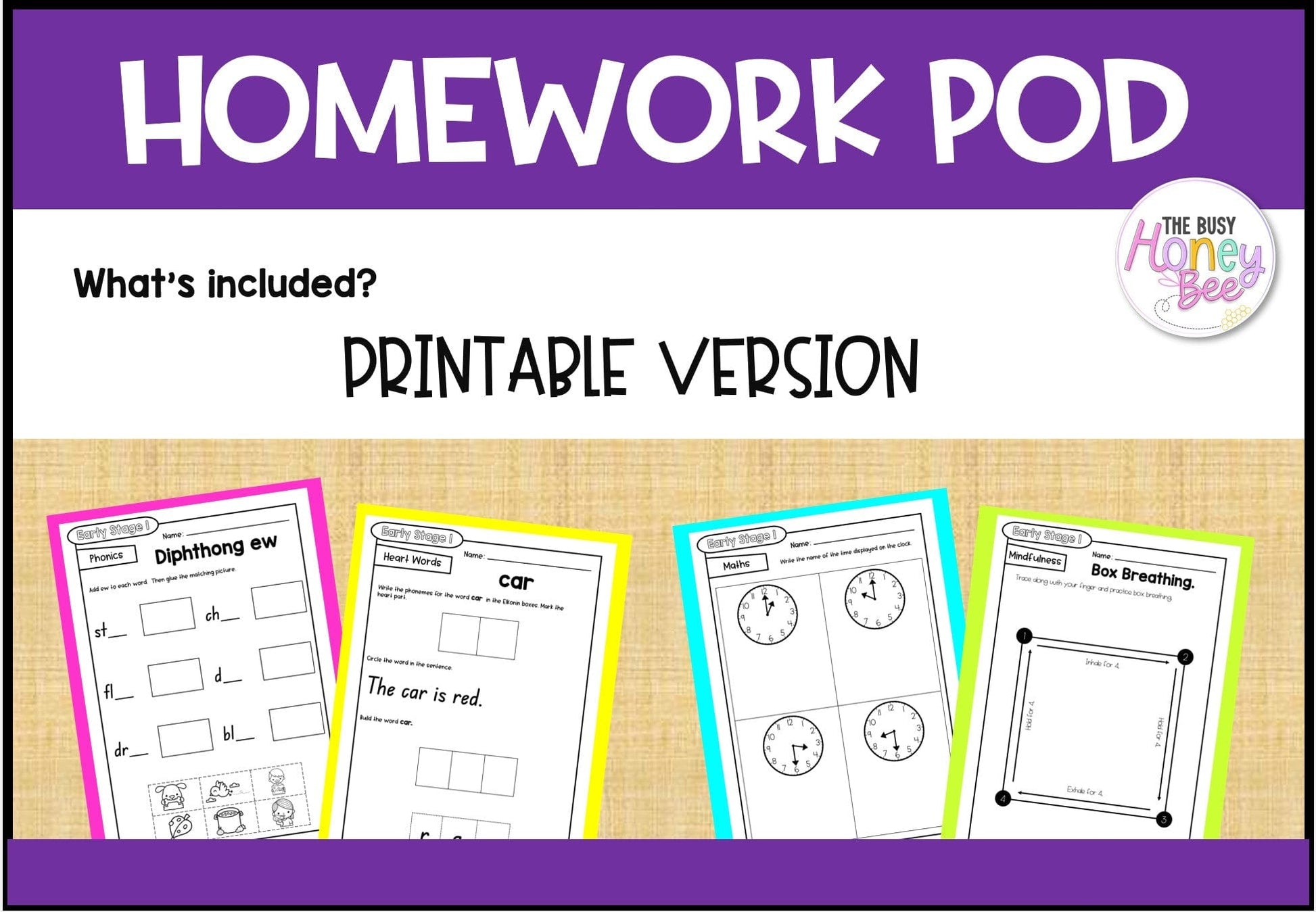 Early Stage 1 Homework/Learning Pod 20 - Homework | Casual Teaching
