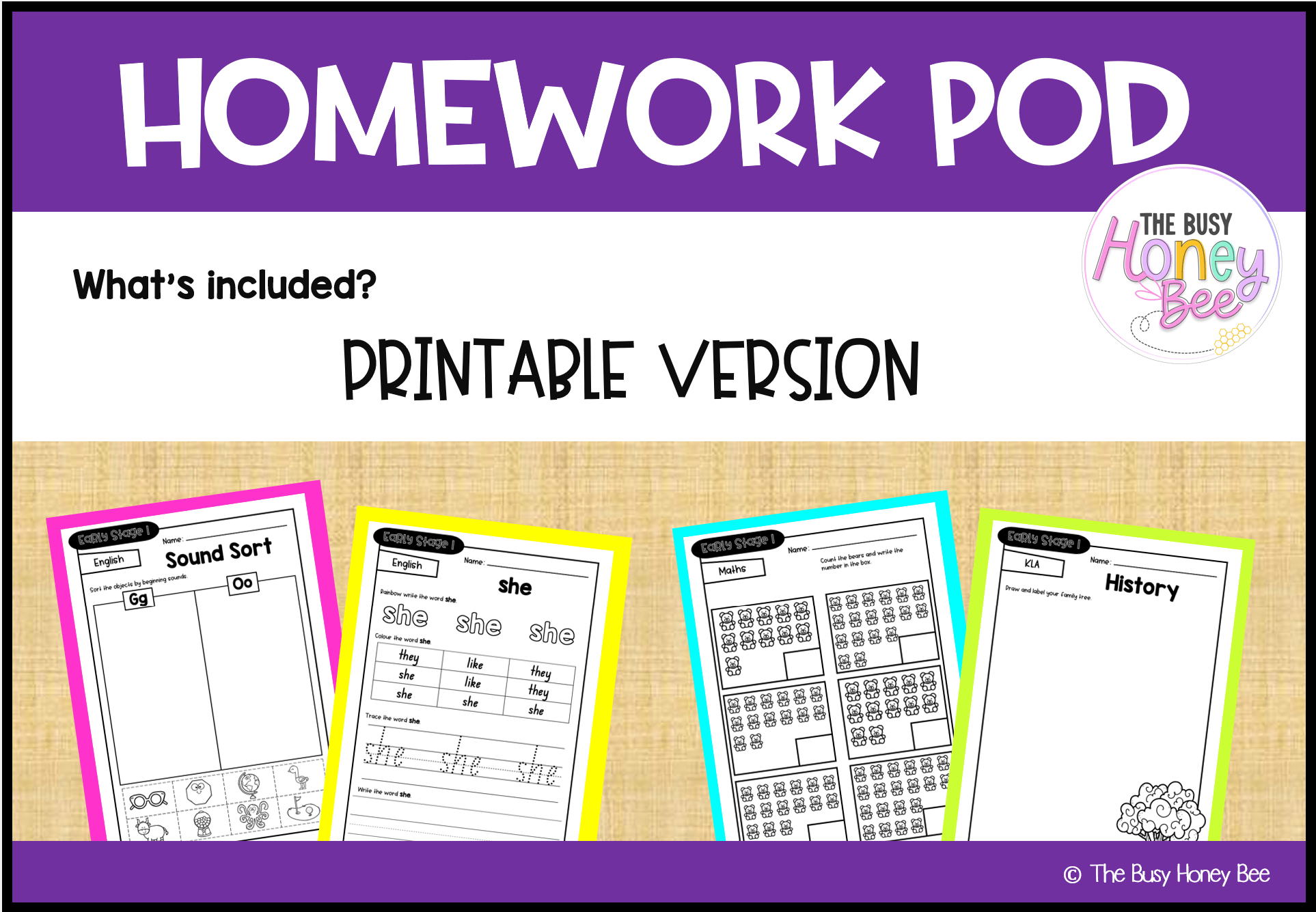 Early Stage 1 Homework/Learning Pod 3 - Homework | Casual Teaching