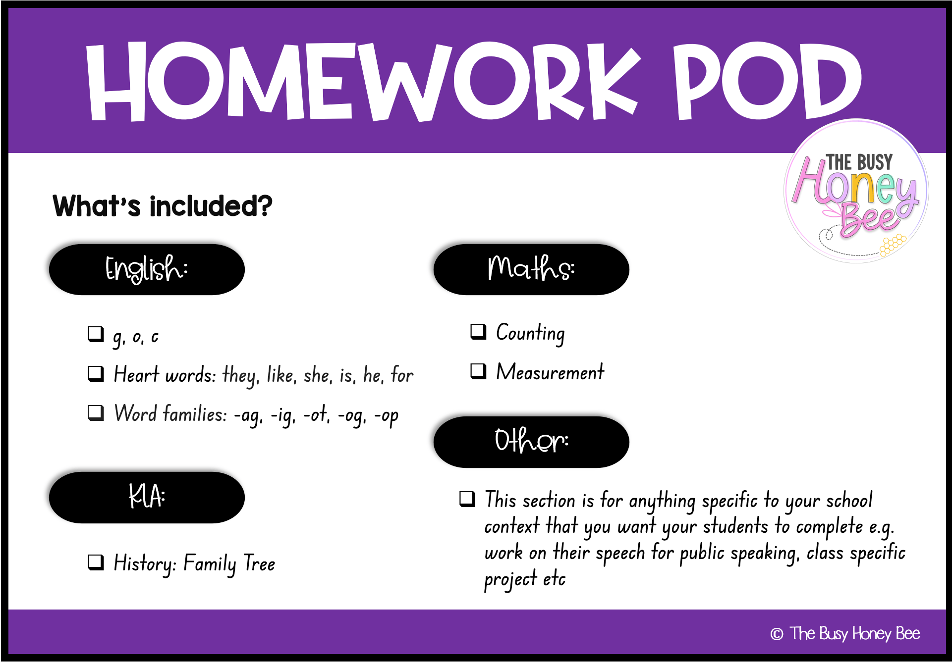 Early Stage 1 Homework/Learning Pod 3 - Homework | Casual Teaching