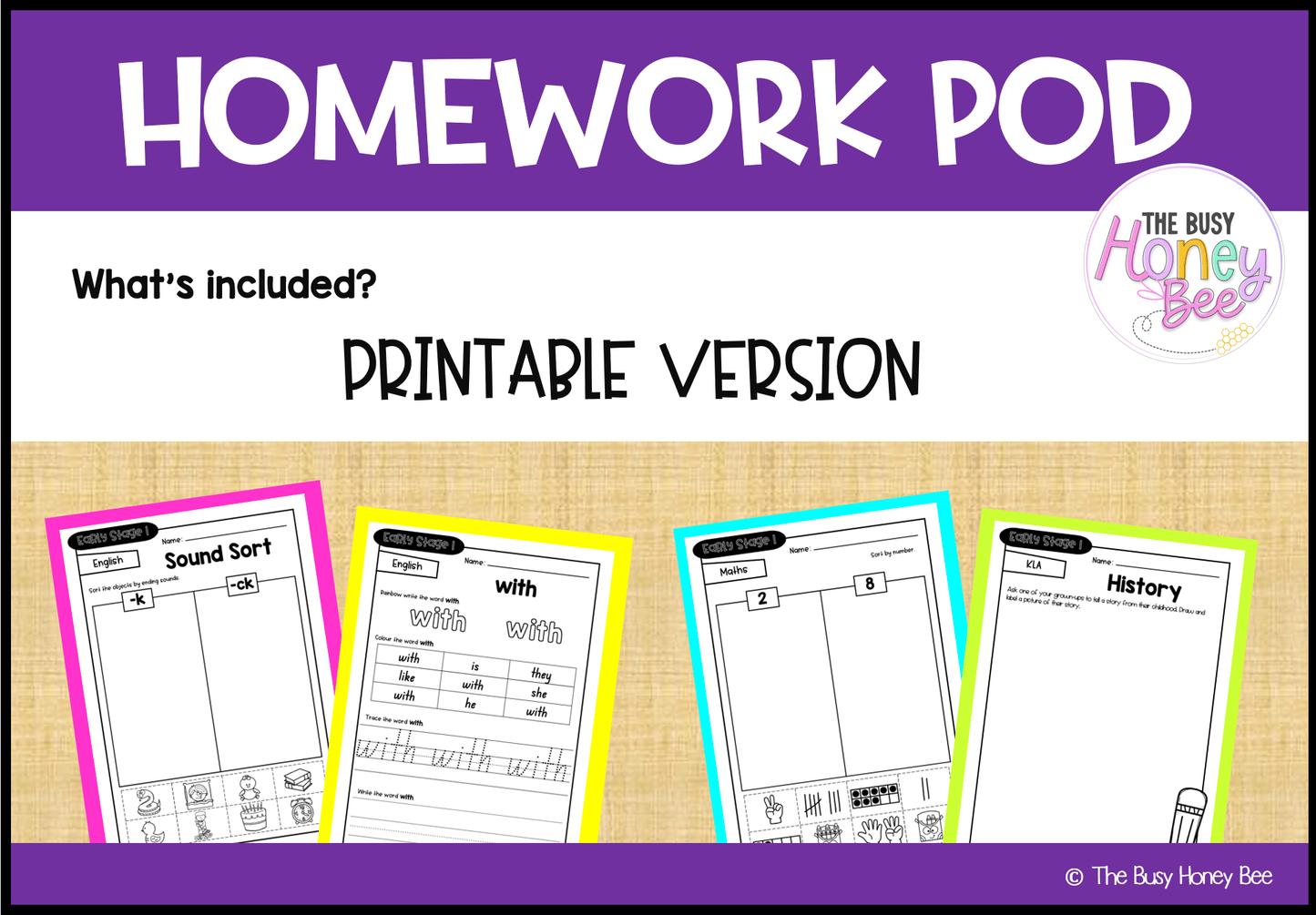 Early Stage 1 Homework/Learning Pod 4 - Homework | Casual Teaching
