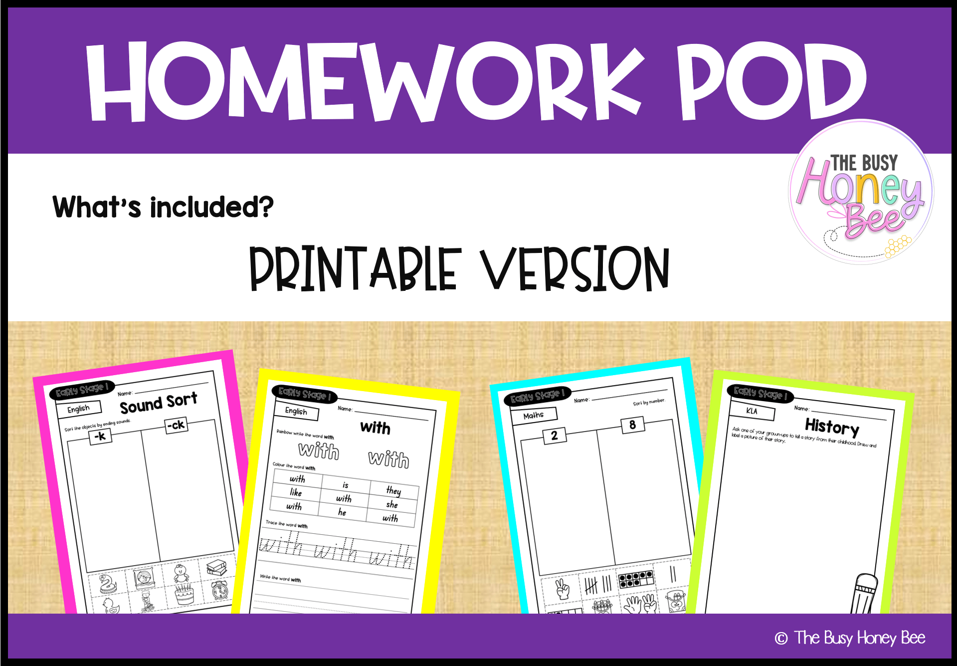 Early Stage 1 Homework/Learning Pod 4 - Homework | Casual Teaching