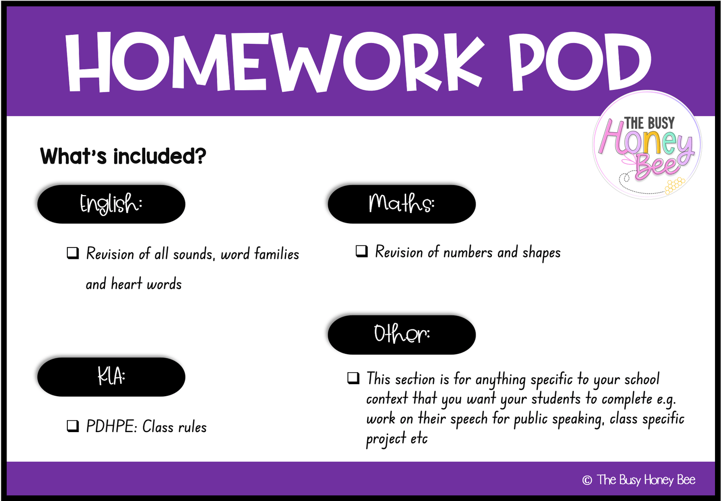 Early Stage 1 Homework/Learning Pod 5 - Homework | Casual Teaching