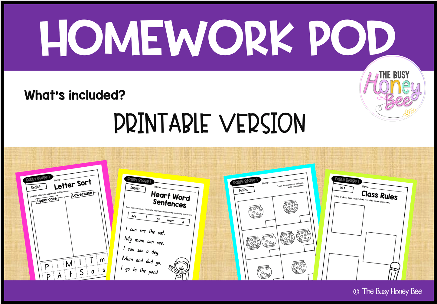 Early Stage 1 Homework/Learning Pod 5 - Homework | Casual Teaching