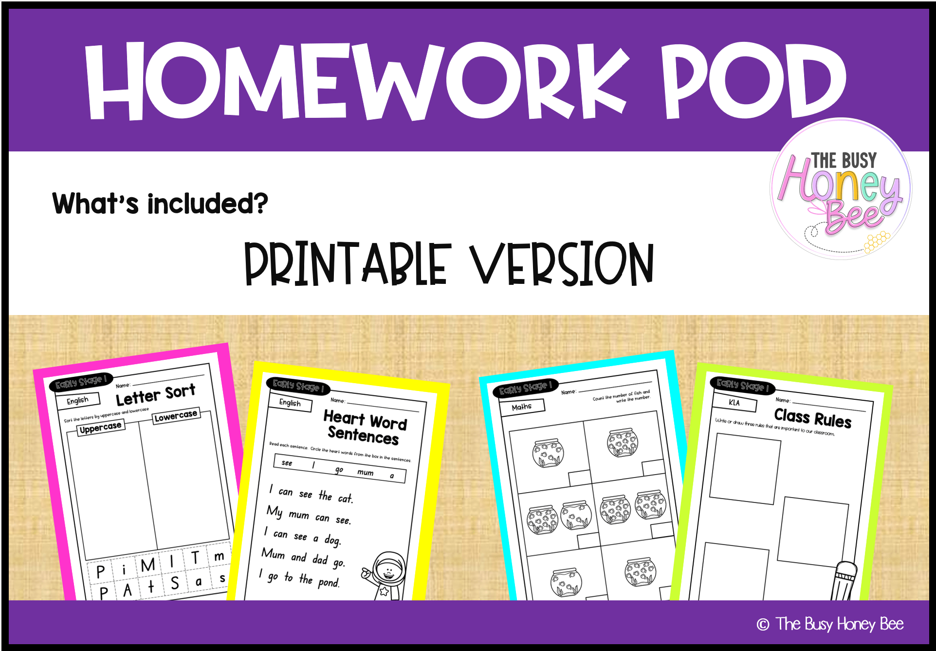 Early Stage 1 Homework/Learning Pod 5 - Homework | Casual Teaching