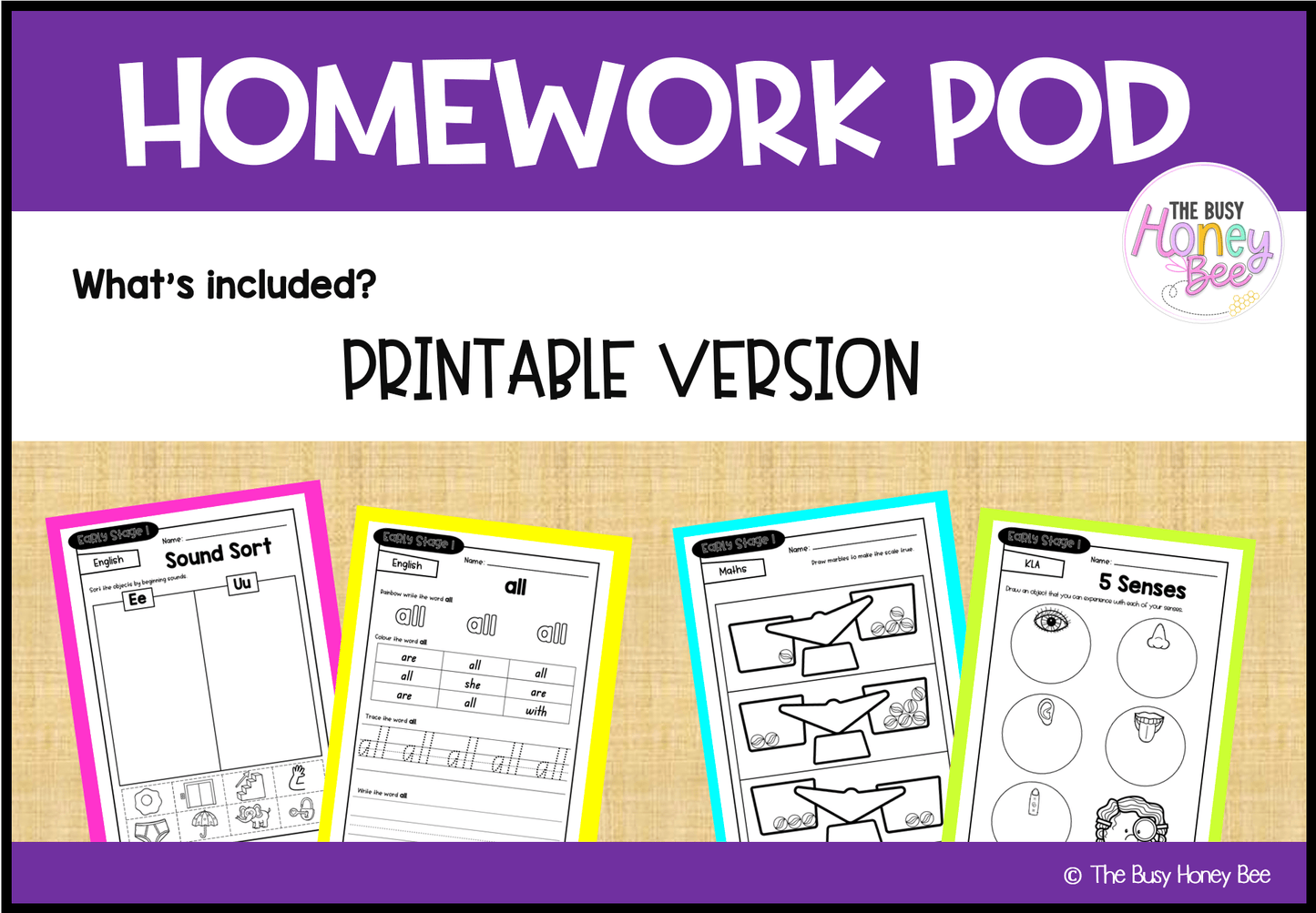 Early Stage 1 Homework/Learning Pod 6 - Homework | Casual Teaching