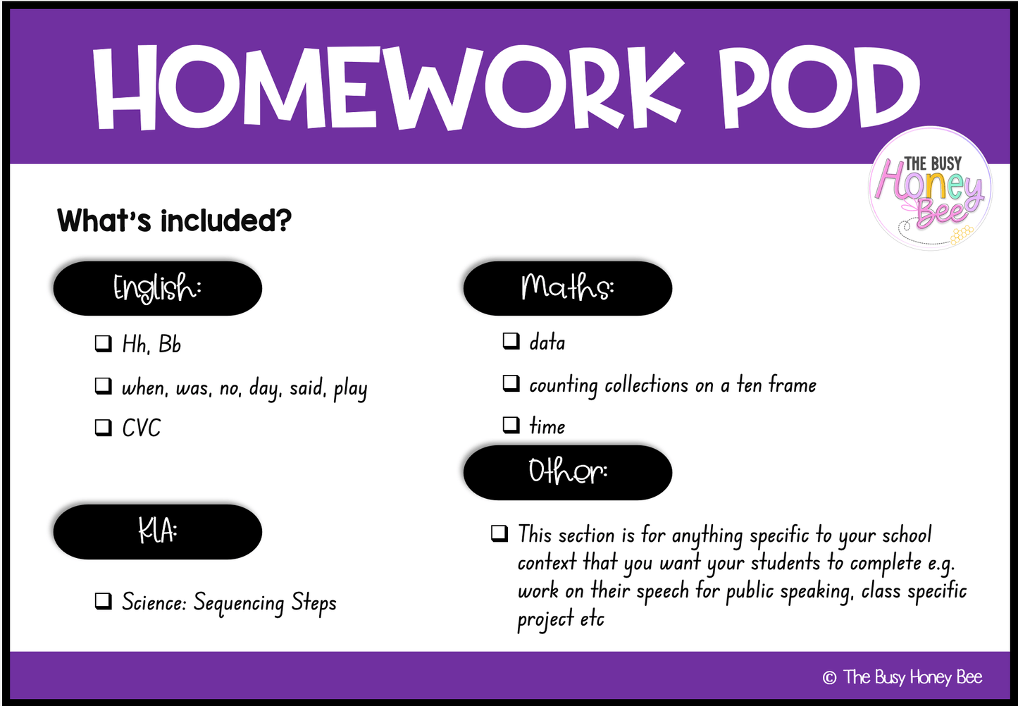 Early Stage 1 Homework/Learning Pod 7 - Homework | Casual Teaching