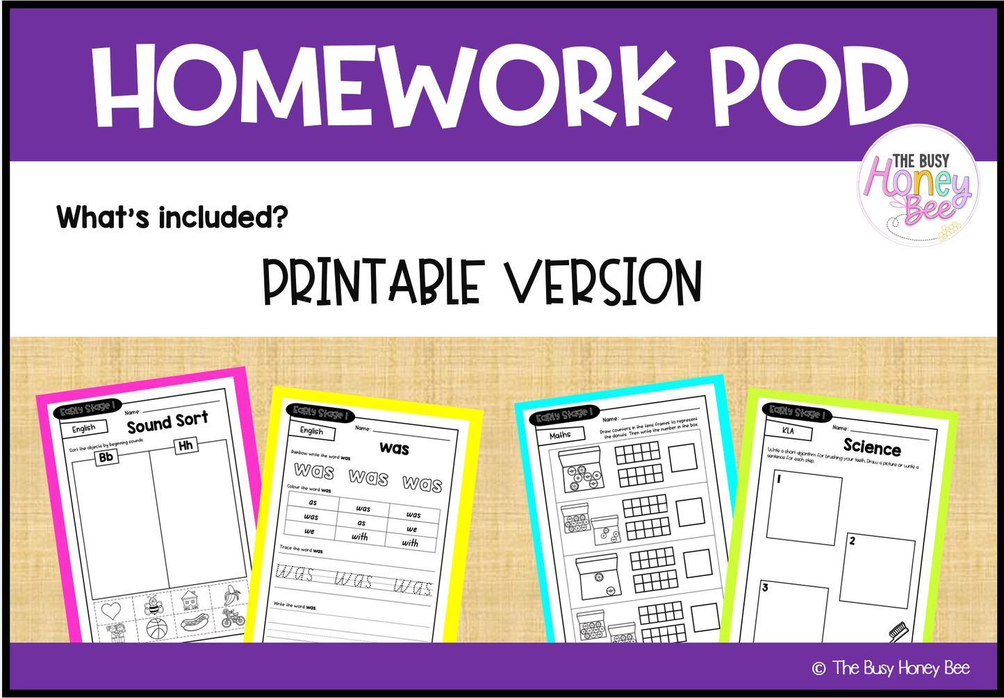 Early Stage 1 Homework/Learning Pod 7 - Homework | Casual Teaching