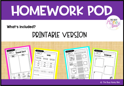 Early Stage 1 Homework/Learning Pod 7 - Homework | Casual Teaching