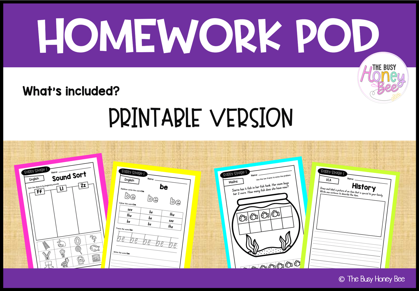 Early Stage 1 Homework/Learning Pod 8 - Homework | Casual Teaching