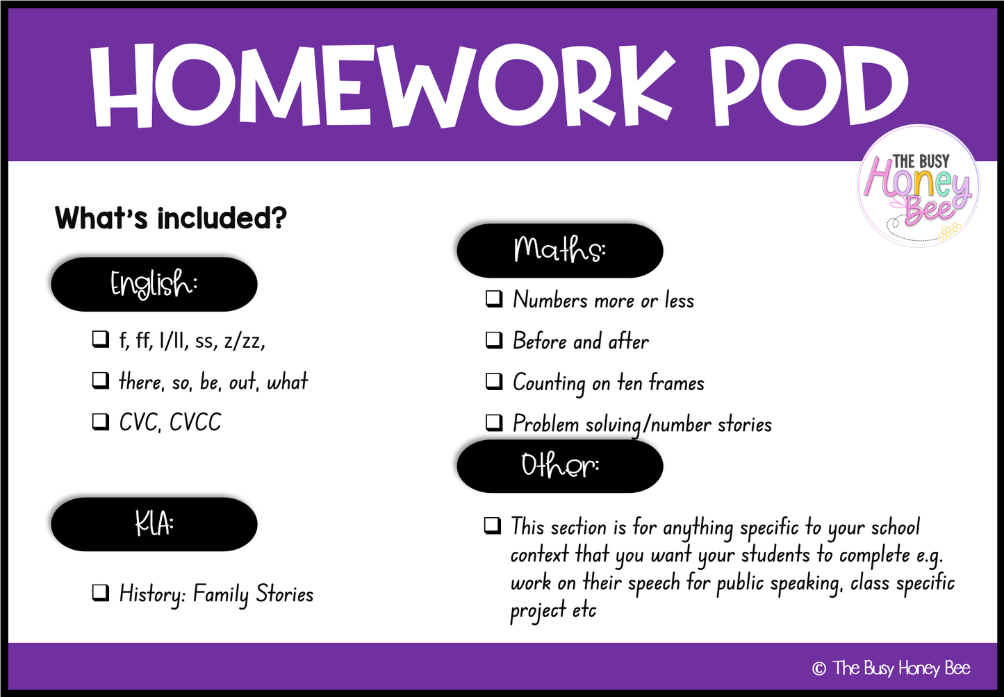 Early Stage 1 Homework/Learning Pod 8 - Homework | Casual Teaching